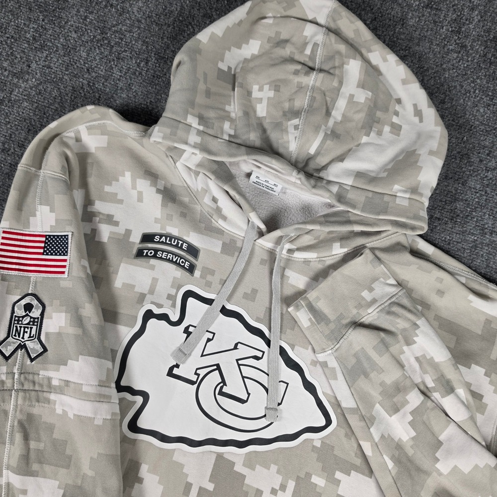 Kansas City Chiefs Salute to Service Nike Hoodie Mens 4XL Grey Digital Camo